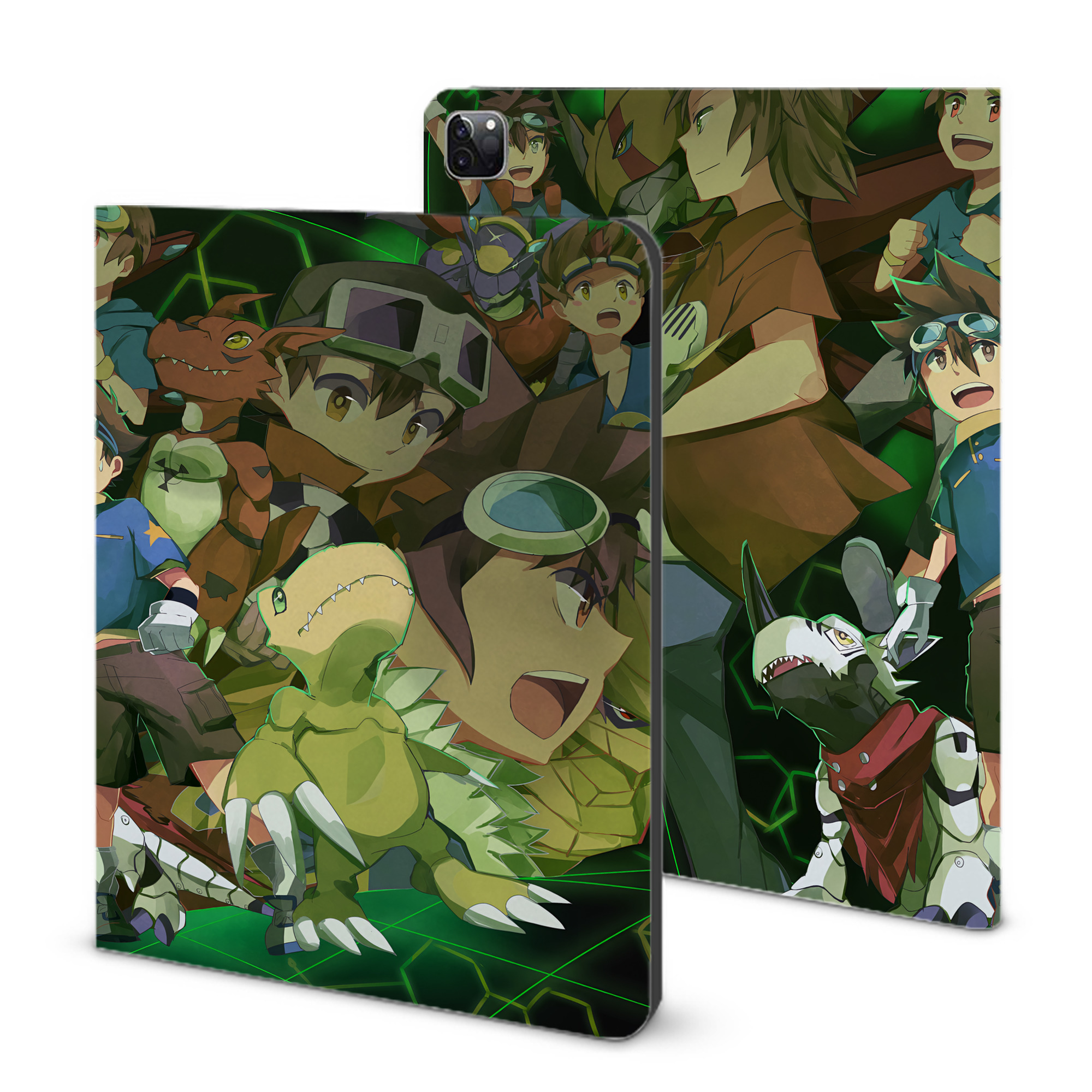 （画像用） Digimon デジタルモンスター/デジモン IPad ケース ブック型 PUレザー TPU 耐衝撃 軽量 薄型 ペン収納なし 全面保護 IPad 各モデル対応